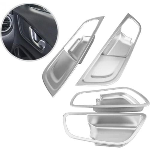 4Pcs Interior Inner Door Handle Trim Cover Frame for Hyundai Encino Kauai Kona 2017- 2020 SUV Silver Chrome/Carbon Fiber