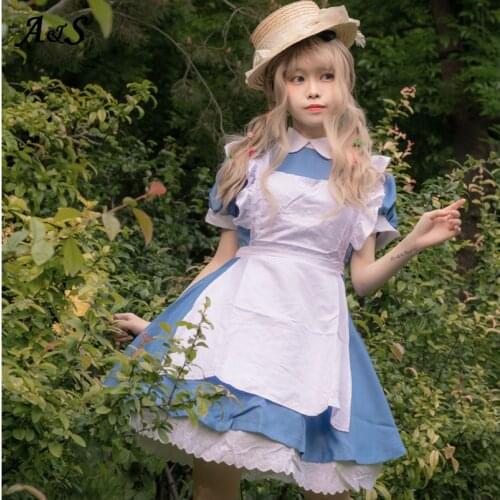 Anbenser Short Sleeves Maid Lolita Dress Womens Japanese Style Sweet Dresses Harajuku Ulzzang Korean Kawaii Cute Clothing Female