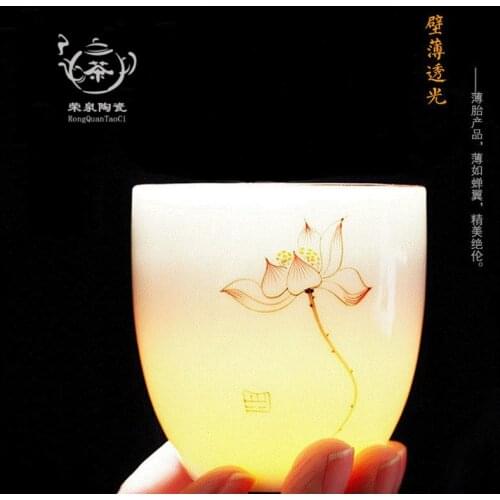 Dehua white porcelain Hand-painted Master Cup jade porcelain Tea Set Ceramic Tea Cup Flowers