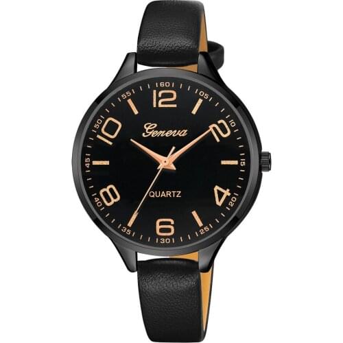 Geneva Watch Women Fashion Casual Quartz Watches Leather Womens Watches Business Wristwatches relogio Feminino masculino N50