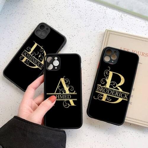 Phone Case For iPhone 12 11 Mini Pro XR XS Max 7 8 Plus X Custom name Letter Monogram Matte transparent cover