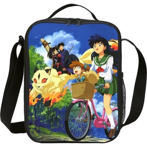 Cartoon Inuyasha Printing Kids Lunch Box Keep Warm Thermal Lunch Bag Insulated Cooler Handbag Picnic School Food Storage Bags