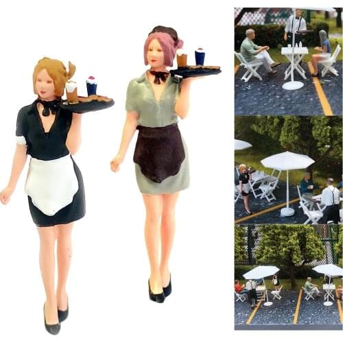 2 PCS Race Medal 1:64 Scale Painted Waitress Character Scene Railway