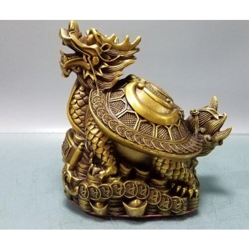 China brass seiko recruit wealth dragon turtle crafts statue