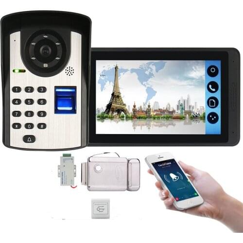 Video Intercom Doorbell Kits 7'' Monitor Wired wifi Video Door Phone System IR Camera with Electric Lock +Exit+ APP Control