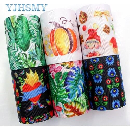 YJHSMY G-18620-560,75 mm 5 Yards Cartoon flower Printed grosgrain ribbons,DIY handmade Hair accessories wedding gift wrap