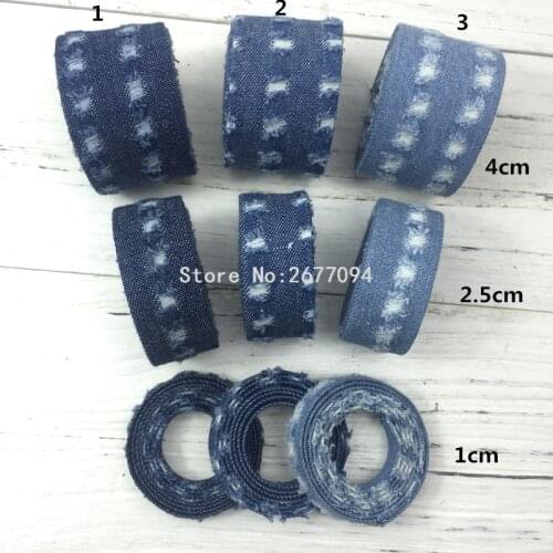 5Meter/L 10 25mm 40mm Cowboy Jean Hole Denim Fabric Ribbon Layering DIY Webbing Craft Headdress DIY Choker Necklace Material