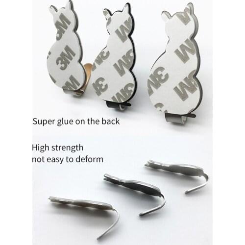 2pcs Self Adhesive Hooks Cat Pattern Storage Holder Stick on Wall Hanging Door Clothes Hook for Bathroom Kitchen Hanger