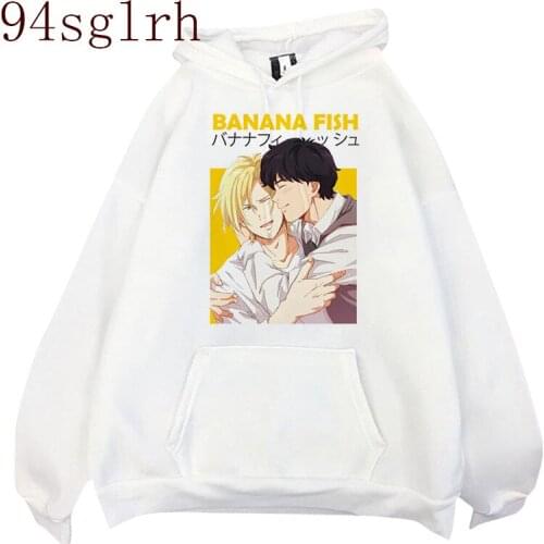 Banana Fish Hoodies Men Kawaii Cartoon Winter Warm Manga Harajuku Unisex Sweatshirts Hot Japanese Anime Graphic Streetwear Male