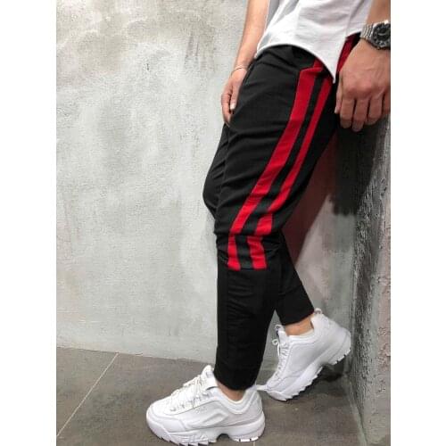 Men Track Pants NEW Fashion Hip Hop Fitness Streetwear Trousers Striped Drawstring Joggers Sweatpants Pantalon Homme Cargo Pants