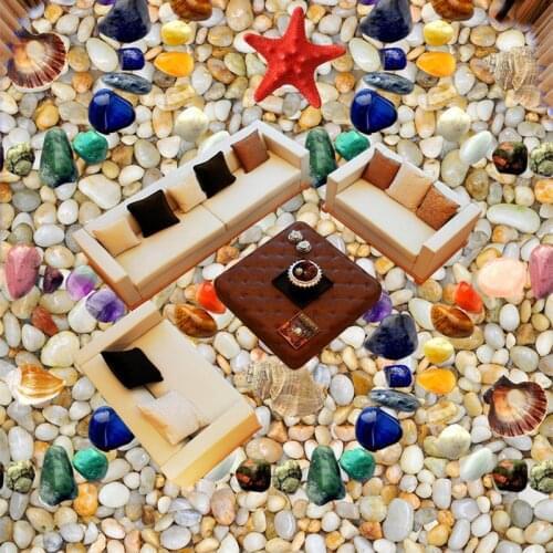 Custom Mural Wallpaper 3D Stereo Colorful Stone Shell Starfish 3D Floor Tiles Sticker Living Room Bathroom Waterproof Home Decor