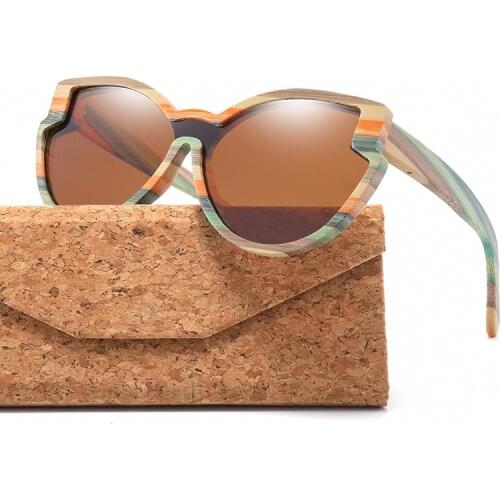 New Brand Design Wood Polarized Sunglasses for Women and Men Fashion Siamese lens with case