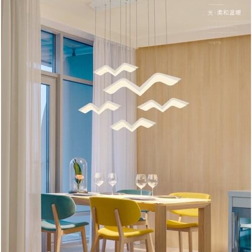 LED Seagul pendant lighting Bar Dining room table Kitchen island lustre suspension Art Deco White Hanging lamp Fixtures
