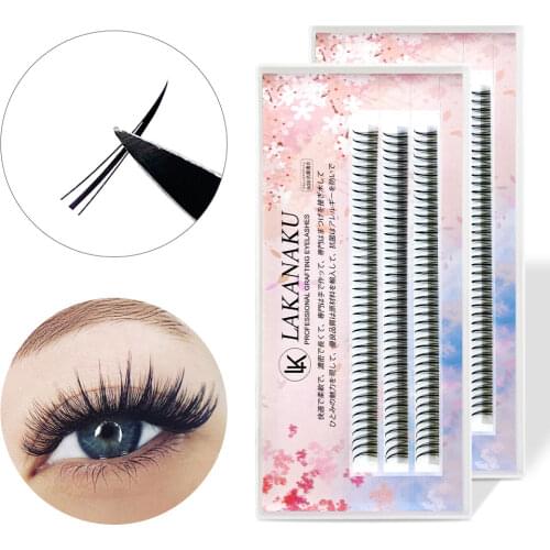 LAKANAKU A/M Shape Premium Volume Eyelashes Premade A Shape Spikes Lashes Tray Supplies for Eye Beauty