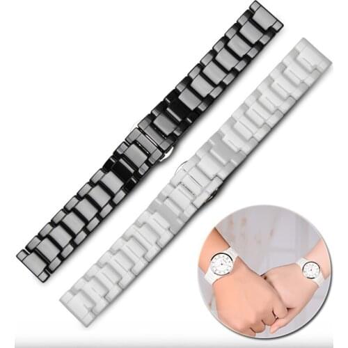Ceramic watch bracelet 14 16 18 20 22mm watchband white black strap wristwatches band not fade water resistant