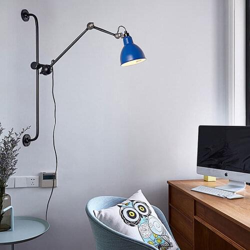 Nordic Industrial Long Swing Arm Wall Lamp Personality Wall Lights Indoor Decoration Wandlamp LED Light E27 Light Fixture