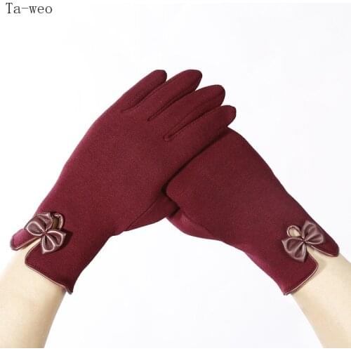 Ta-weo Autumn Winter Female Gloves, Casual Outdoor Sports Riding Fleece Windproof Thickened Gloves, Bicycle Motorcycle Gloves