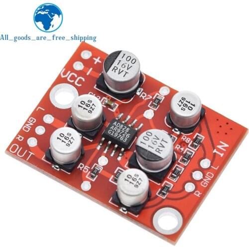 TZT DC 5V-15V 12V AD828 Stereo Preamp Power Amplifier Board Preamplifier Module