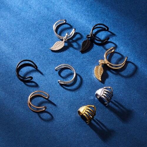 U-Shaped Leaf Single Earring European American Fashion Personality Punk Style Bone Clip Ear Studs Earring Jewelry Wholesale