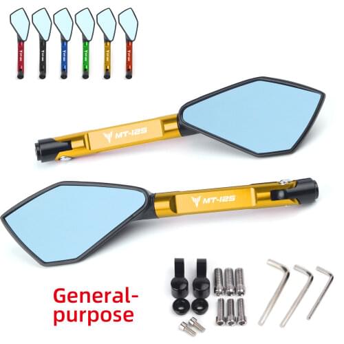 Universal Motorcycle Accessories CNC Aluminum Blue Lens Rear View Side Mirror For YAMAHA MT125 MT 125 MT-125 2015-2018