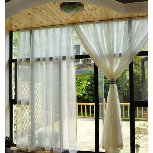 High-grade Cotton Linen White Curtains with Tassel Hand Crochet Hollow Out Lace Edge Cortina Curtains for Living Room Bedroom