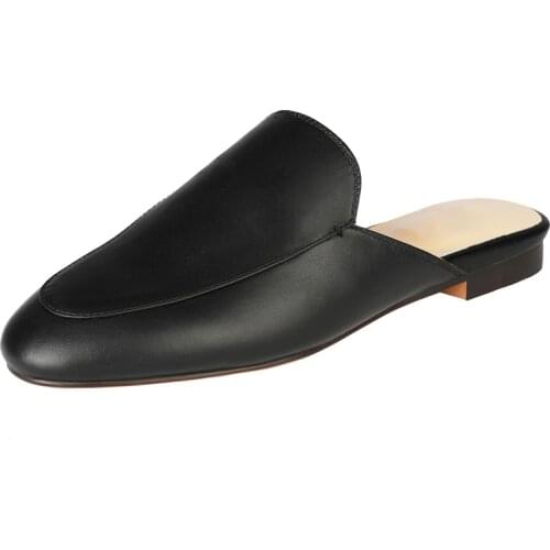 FANAN Slippers Women Mules Shoes Spring Summer Luxury Real Leather Flat Shoes Female Slip On Outside Slippers Lady Slides 2020