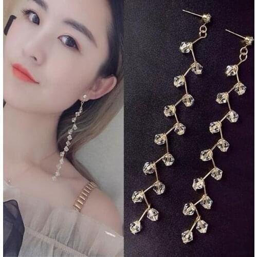 2020 New Fashion Hanging Earring Crystal Handmade Beaded Long Tassel Pendant Earrings Female Wedding Personality Earring Jewelry