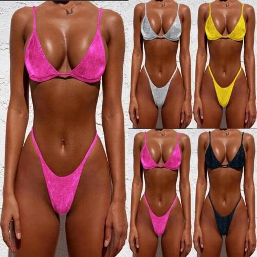 Bikini 2019 Swimming Sexy Swimwear Women Swimsuit Sequin Bikini Push Up Bandage Women Swimsuit Set Thong Bikiny Beach wear