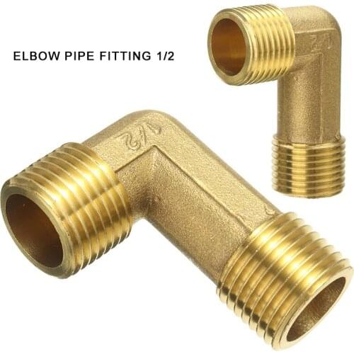 1pc 90 Degree Brass Elbow Pipe Fitting 1/2 PT Male x 1/2 PT Male Connector Water Fuel Pipes Fittings Adapter Supplies