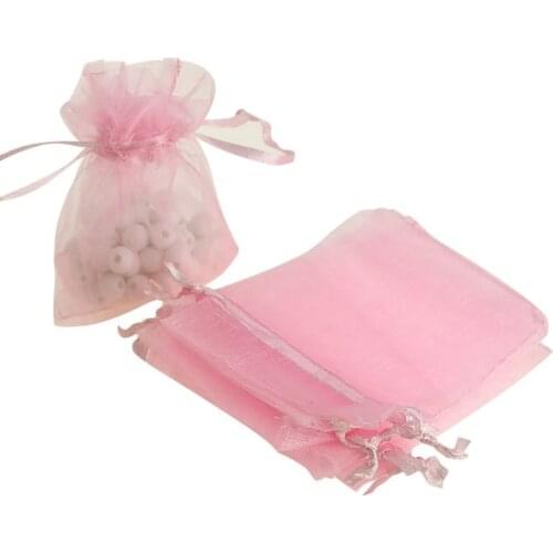 100pcs/lot 7x9cm Drawable Small Organza Bags Favor Wedding Christmas Gift Bag Pouches wrapping paper