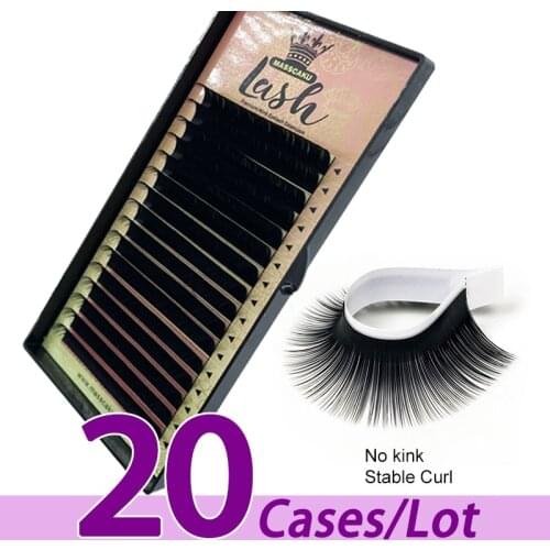 20case/lot Wholesale supplies real faux mink individual eyelash extensions large stock self lovely korea eyelash extensions