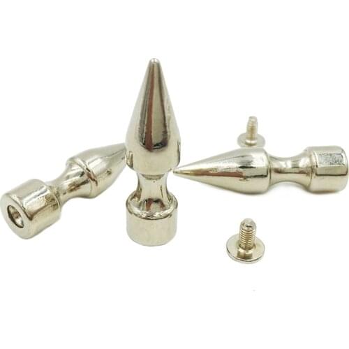 20sets 10x35mm Zinc Alloy Sliver Spikes Cone Spots Metal Studs Leathercraft Rivets DIY Punk Spike Clothes Bags Belt Pet Collars