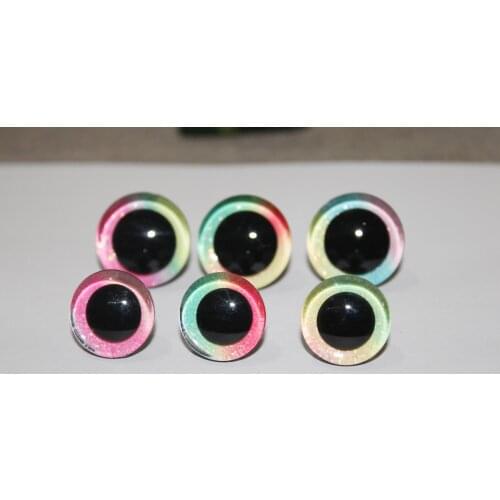 30pcs-- 16mm/20mm/25mm 3D glitter clear safety toy eyes +Rainbow glitter fabric+white washer for doll finding--size option
