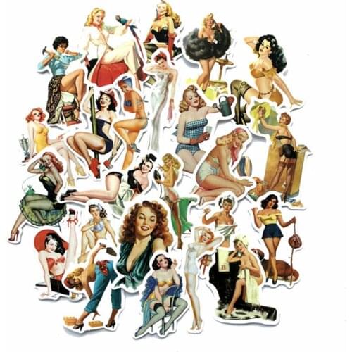 50pcs Europe and America Retro girl pin up girl Sticker Decoration Stationery Sticker DIY Ablum Diary Scrapbooking Label Sticker