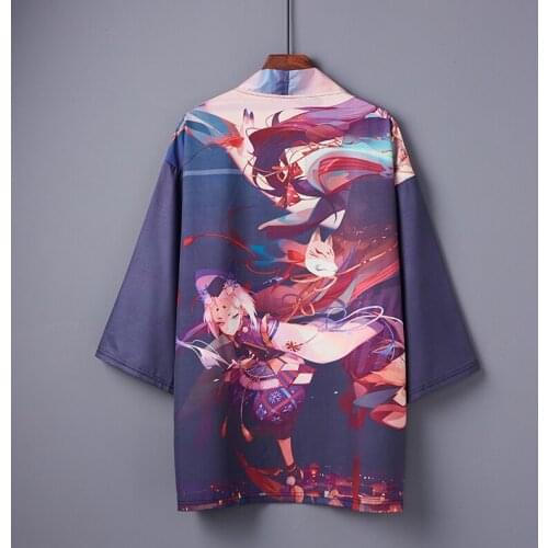 #5036 Harajuku Hip Hop Jacket Men Loose Streetwear Outerwear Coat Thin Summer Black Kimono Jacket Cardigan Cartoon 3d Printed