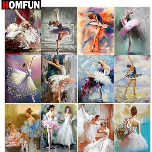 HOMFUN Full Square/Round Drill 5D DIY Diamond Painting "Ballet woman portrait" Embroidery Cross Stitch 5D Home Decor Gift
