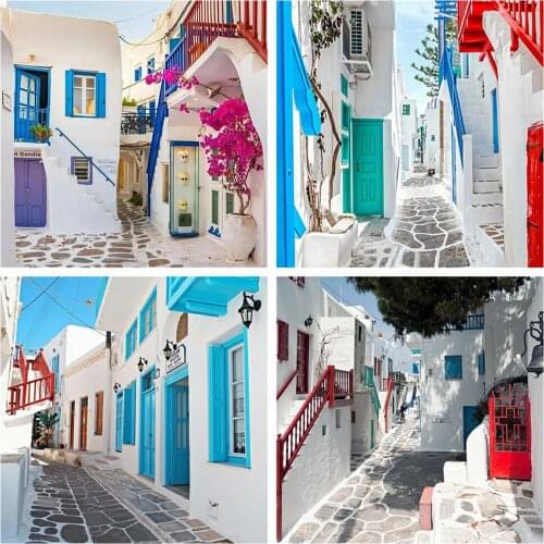 HUACAN Full Square 5d Diamond Painting Town Mosaic Pictures DIY Diamond Embroidery Landscape Mosaic House Home Decor