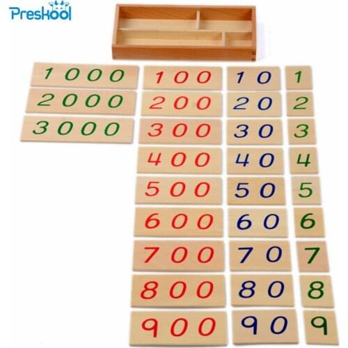 Baby Toy Kids Wood Number Cards 1-3000 Montessori Math Preschool Early Childhood Education Brinquedos Juguetes