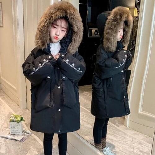 Kids Clothes Girls Jacket Winter Warm Hooded Jackets For Girl Fashion Coats Solid Color High Quality Down Jacket Outerwear 7Year