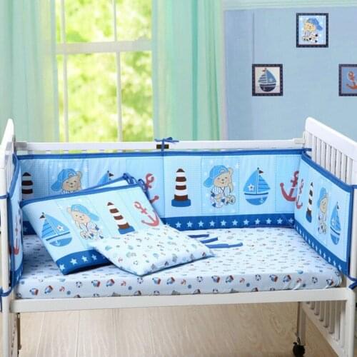 Baby Bumper In the Crib For Newborn Cotton Linen Protector Baby Bed Cot Bassinette Bumpers Pad Padded & Quilted Full Surround