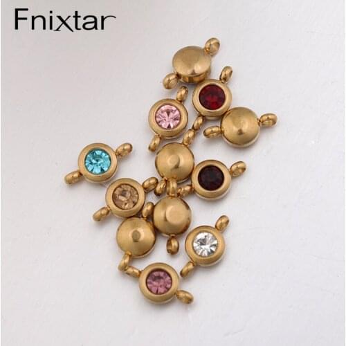 Fnixtar 60Pcs Rhinestones Charms Mirror Polish Stainless Steel Charms DIY Necklace Bracelet Connector Charms For Jewelry Making