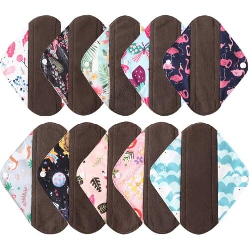 Ohbabyka S M L Long Panty Liner Cloth Menstrual Pad Bamboo Charcoal Mama Sanitary Reusable Sanitary Pads Reusable Washable