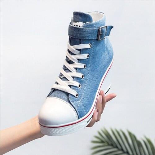 Pink White High Heel Casual Shoes for Women 2021 Autumn Winter Sport Increase Casual Sneakers Students Ladies Canvas Shoes
