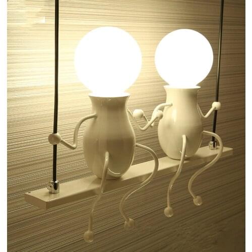 Creative Iron Art LED Wall Lamp Retro Bedroom Bedside Aisle Cartoon Robot Wall Light for Children Room Luminair Light Fixtures