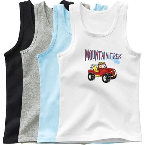 Summer Children T-Shirts for Boys Cartoon Moutain Car Kids Cotton sleeveless Tanks Baby Tees Kids vests Tops Cartoon Car Clothes