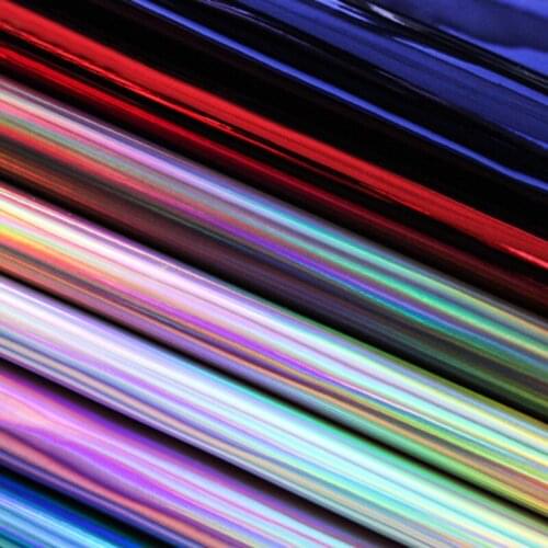 Fashion Holographic Synthetic Leather by the meter Aurora Laser Mirror Glitter Fabric Large Roll Iridescent Leatherette PU Leath