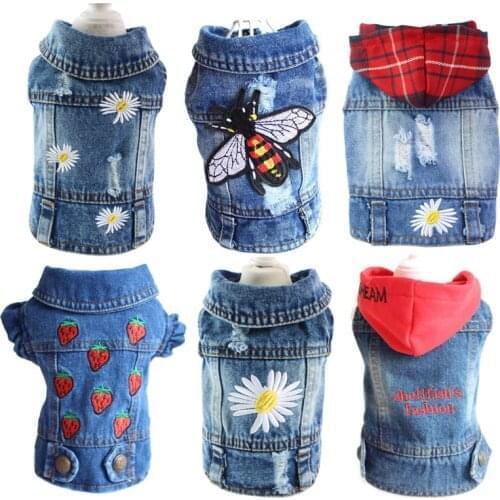 Fashion Cowboy Dog Jacket Spring Denim Dog Clothes Vest Puppy Clothing for Dogs Chihuahua Yorkies Casual Jeans Pet Coat Costumes
