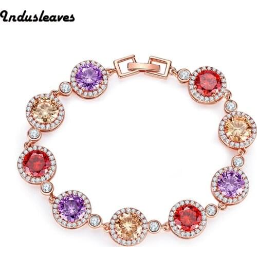 Indusleaves Fashion Jewelry New Beautiful Glisten Concentric Circle Bracelet for Women Girls Colorful Zirconia Chain Bracelet