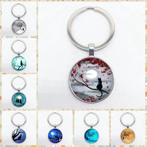 Fashion New Shinko Ca Keychain Cute Cat Glass Pendant Keychain Mens Womens Trinkets