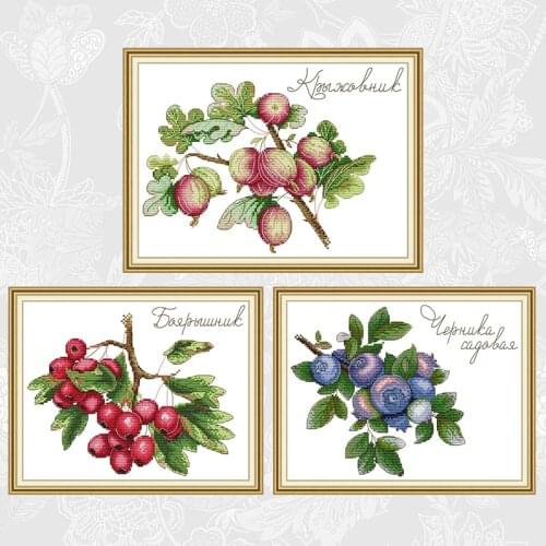 Blueberry and Fig Printed Canvas Cross Stitch kits 14CT 11CT DIY Handmade Hawthorn Cross-stitch Embroidery Needlework Crafts
